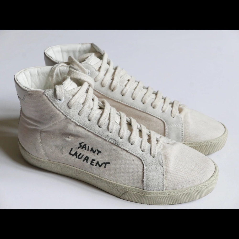 Saint Laurent suede leather high top shoes